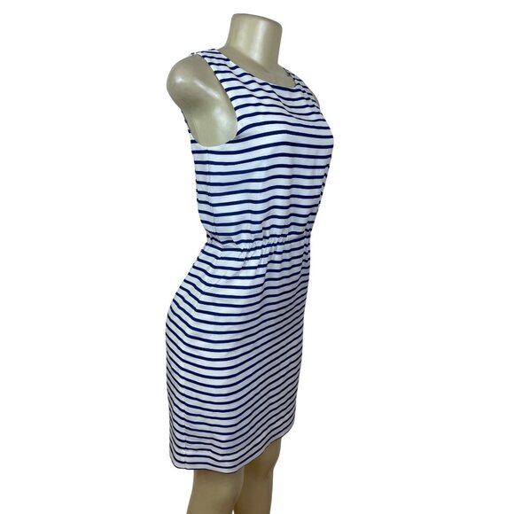 J.Crew Womens Sleeveless Striped Dress With Elastic Waist White & Navy Size 0 - Picture 2 of 8